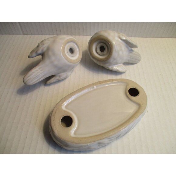 *Love Bird Doves Salt and Pepper Set Cream Ceramic w Nest Base - Picture 5 of 6